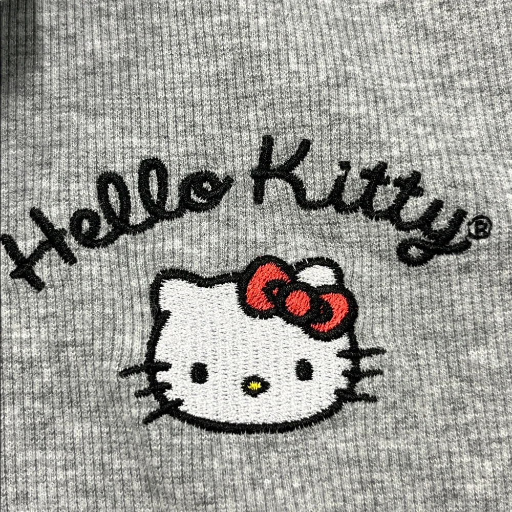 HELLO KITTY by Sanrio Polo Johnny Collar Stretch Rib Knit Grey Short SL Dress XL